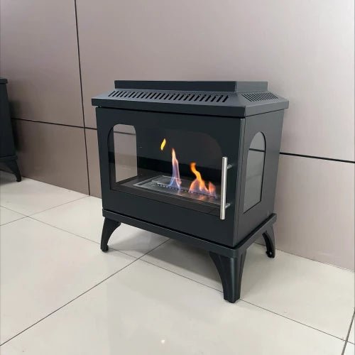 ScandiFlames Atlanta Single Freestanding Bioethanol Fireplace in 52.3H x 48W x 30D cm