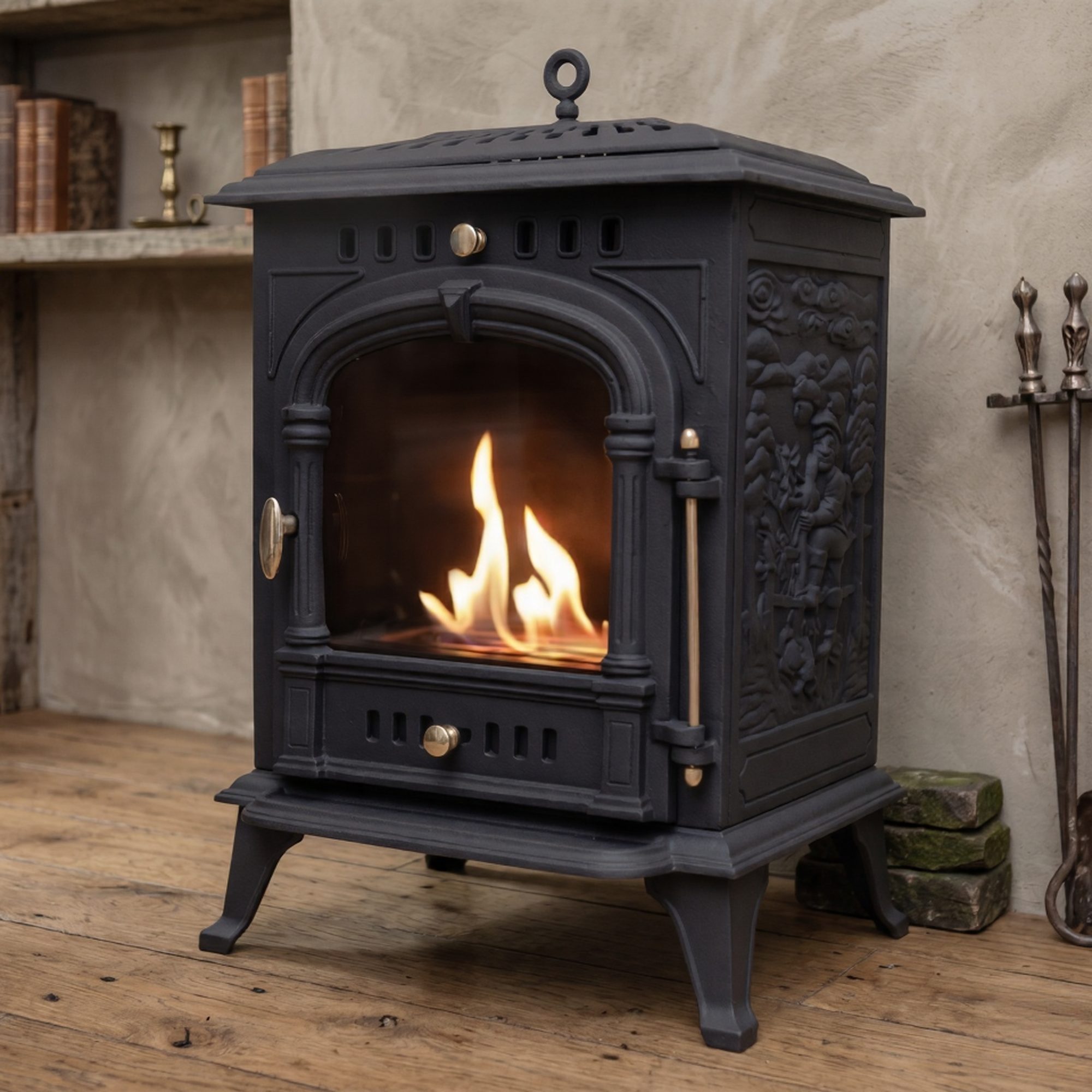 ScandiFlames Bergen Cast Iron Freestanding Bioethanol Fireplace