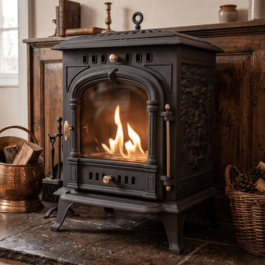 ScandiFlames Bergen Cast Iron Freestanding Bioethanol Fireplace in 69.7H x 43.8W x 38.7D cm