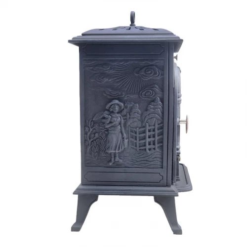 ScandiFlames Bergen Cast Iron Freestanding Bioethanol Fireplace in 69.7H x 43.8W x 38.7D cm