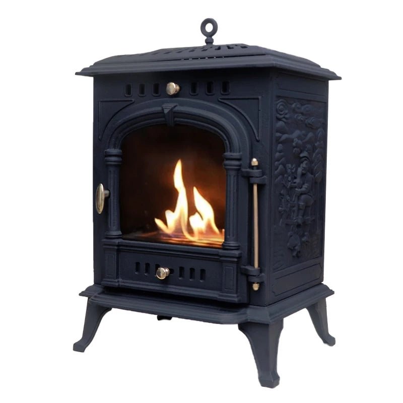 ScandiFlames Bergen Cast Iron Freestanding Bioethanol Fireplace in 69.7H x 43.8W x 38.7D cm
