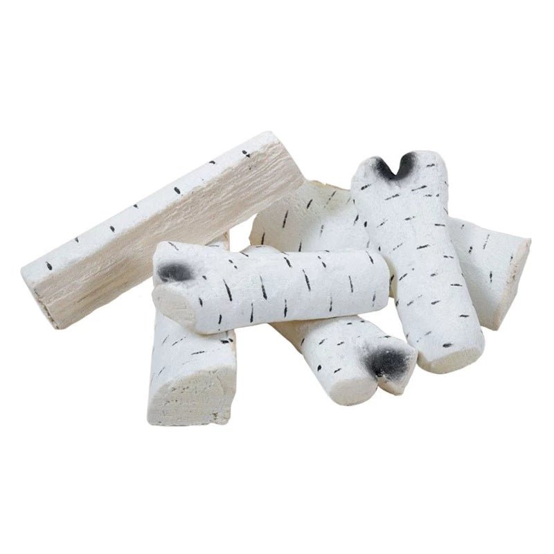 ScandiFlames Ceramic Birchwood - 6 Pieces Bioethanol Fireplace Decoration in