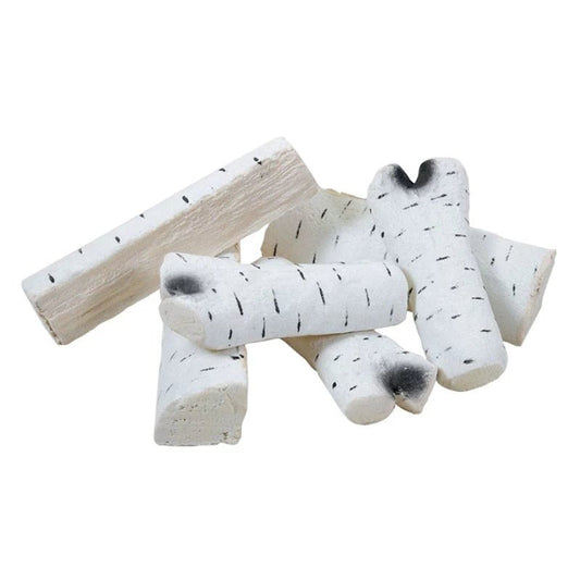ScandiFlames Ceramic Birchwood - 6 Pieces Bioethanol Fireplace Decoration in