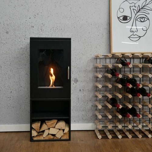 ScandiFlames Cheyenne Freestanding Bioethanol Fireplace in 95H x 37W x 27D cm