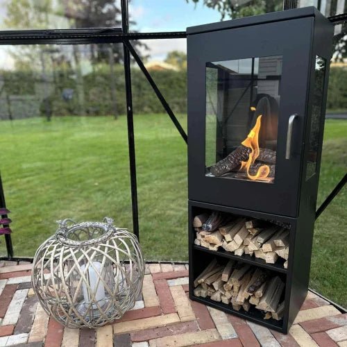 ScandiFlames Cheyenne Freestanding Bioethanol Fireplace in 95H x 37W x 27D cm