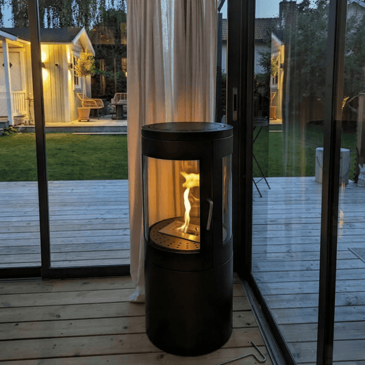 ScandiFlames Columbus Freestanding Bioethanol Fireplace in 96H x 43W x 43D cm