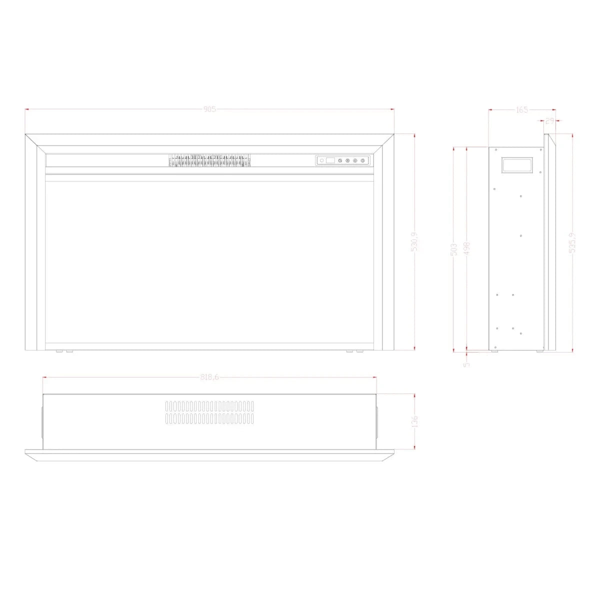 Scandiflames Electric Pyrope LED Fireplace Insert in 69.9H x 109.1W x 16.5D cm