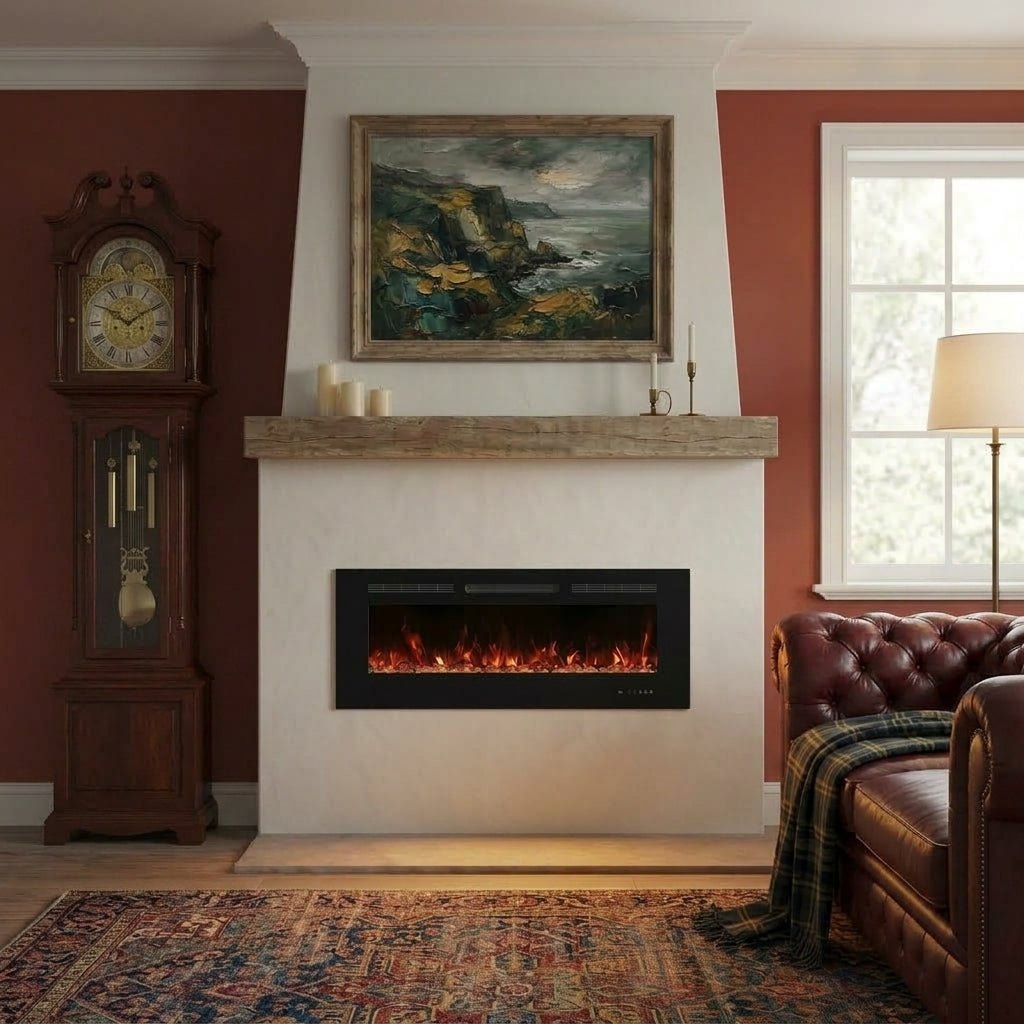 Scandiflames Electric Titanite Built In LED Fireplace Insert in 45H x 127L x 14W cm