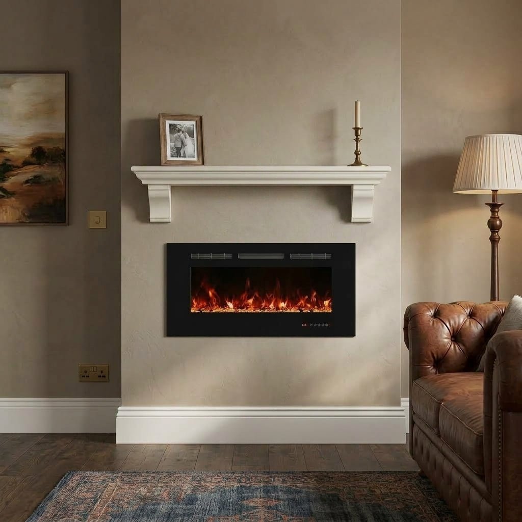 Scandiflames Electric Titanite Built In LED Fireplace Insert in 45H x 91.5L x 14W cm