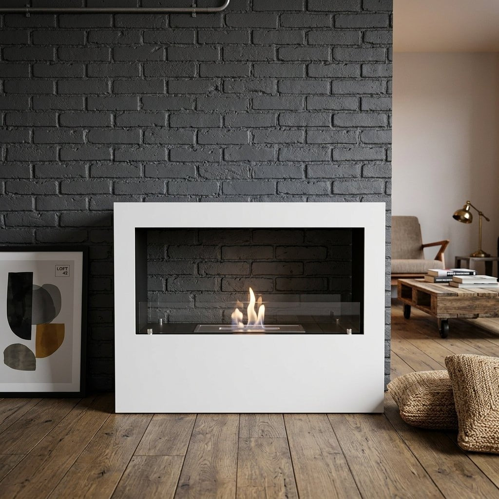 ScandiFlames Lansing L Bioethanol Freestanding Fireplace in 70H x 100W x 30D cm