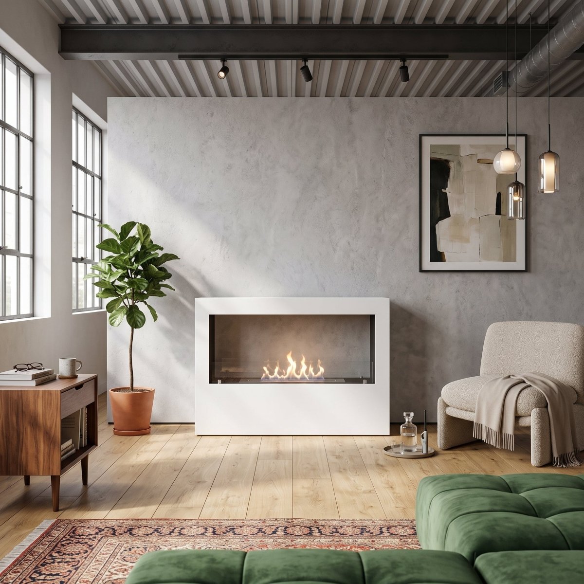ScandiFlames Lansing L Bioethanol Freestanding Fireplace in 70H x 100W x 30D cm