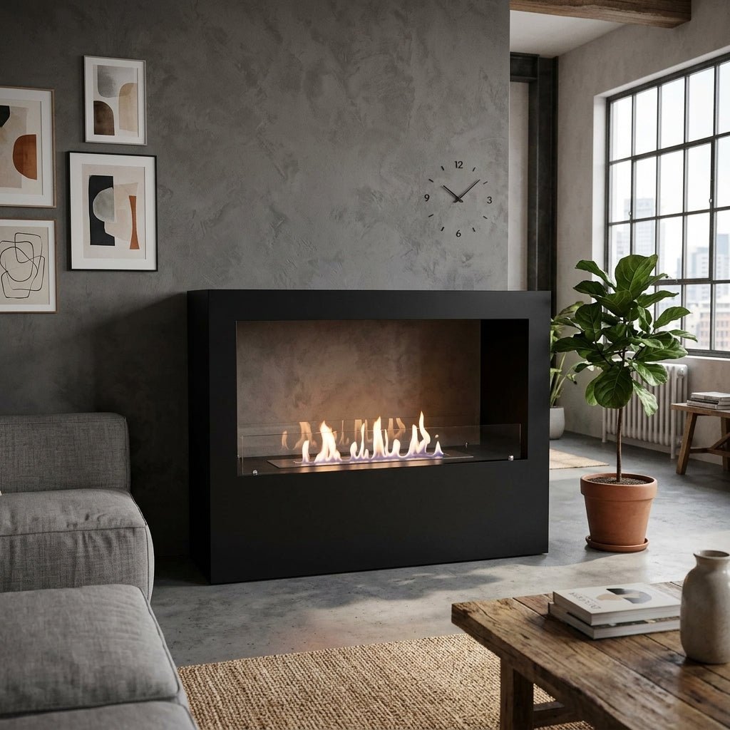 ScandiFlames Lansing L Bioethanol Freestanding Fireplace in 70H x 100W x 30D cm