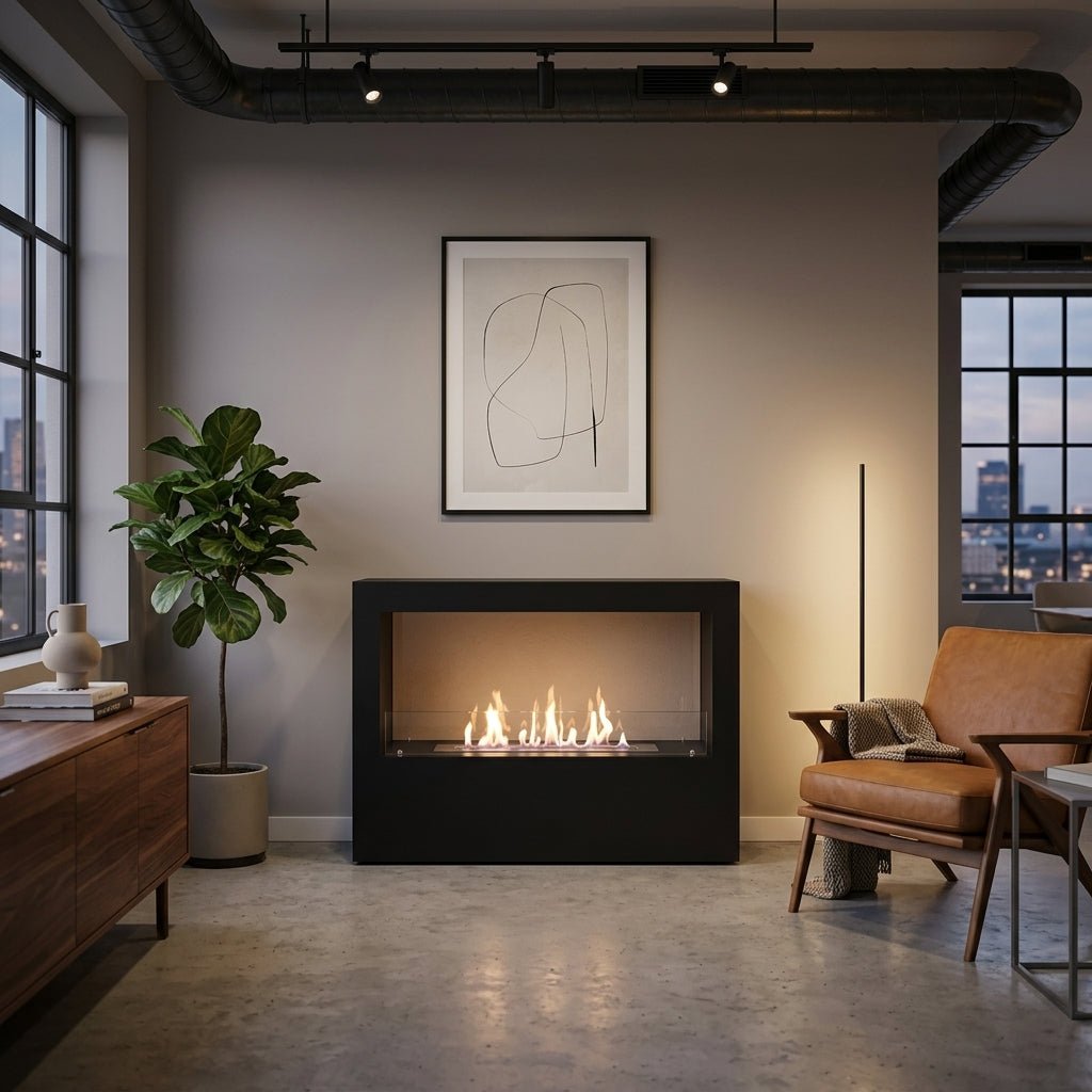 ScandiFlames Lansing L Bioethanol Freestanding Fireplace in 70H x 100W x 30D cm