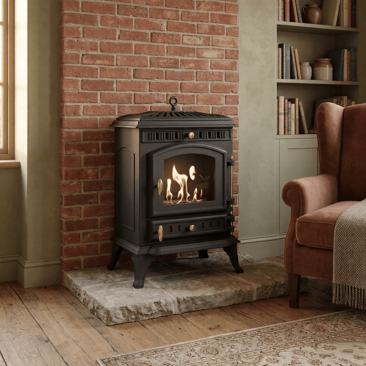 ScandiFlames Molde Cast Iron Freestanding Bioethanol Fireplace in 69.5H x 47W x 39D cm