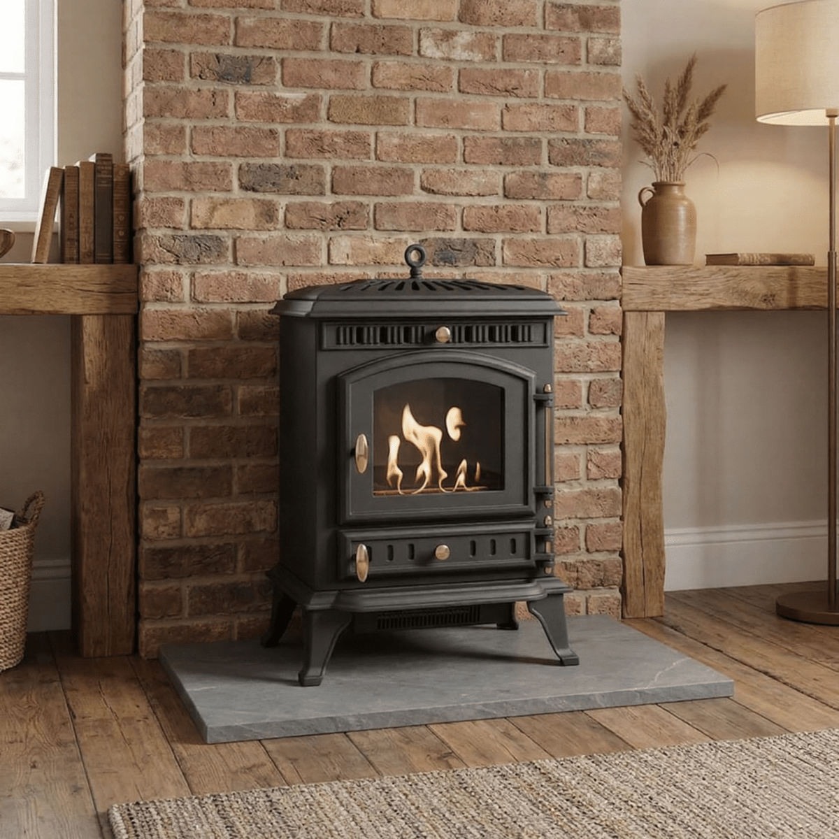 ScandiFlames Molde Cast Iron Freestanding Bioethanol Fireplace in 69.5H x 47W x 39D cm