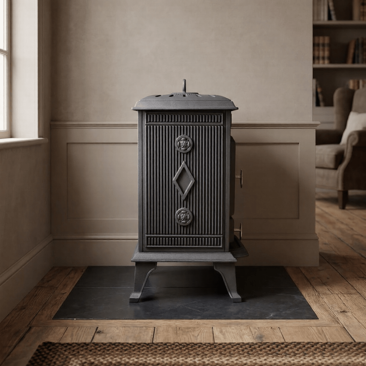 ScandiFlames Molde Cast Iron Freestanding Bioethanol Fireplace in 69.5H x 47W x 39D cm