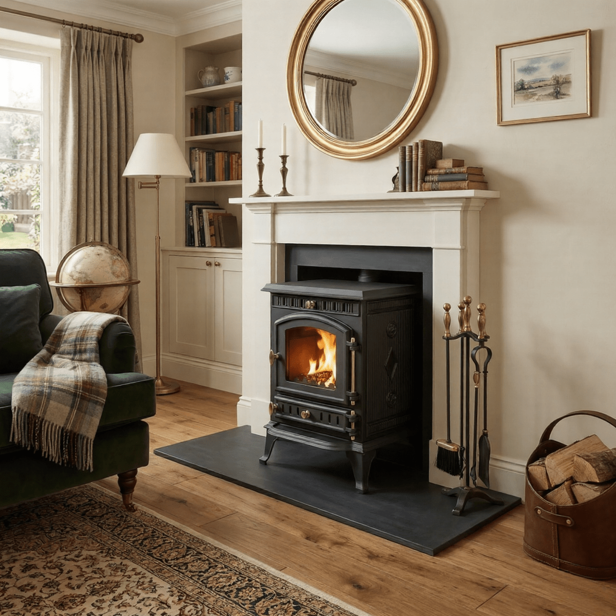 ScandiFlames Molde Cast Iron Freestanding Bioethanol Fireplace in 69.5H x 47W x 39D cm