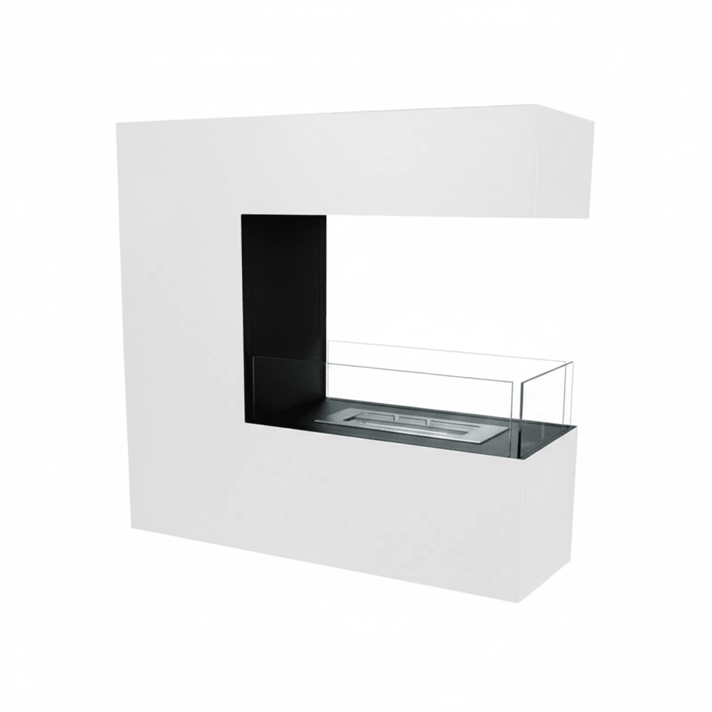 ScandiFlames Topeka Bioethanol Freestanding Fireplace in 90H x 100W x 35D com