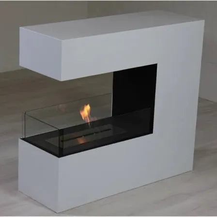 ScandiFlames Topeka Bioethanol Freestanding Fireplace in 90H x 100W x 35D com