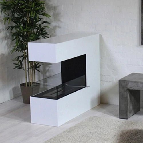 ScandiFlames Topeka Bioethanol Freestanding Fireplace in 90H x 100W x 35D com