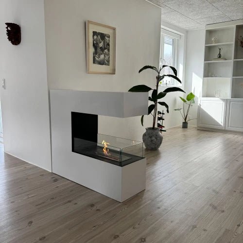 ScandiFlames Topeka Bioethanol Freestanding Fireplace in 90H x 100W x 35D com