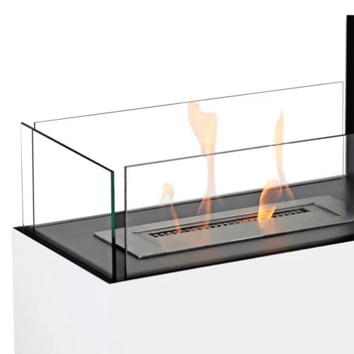 ScandiFlames Topeka Bioethanol Freestanding Fireplace in 90H x 100W x 35D com