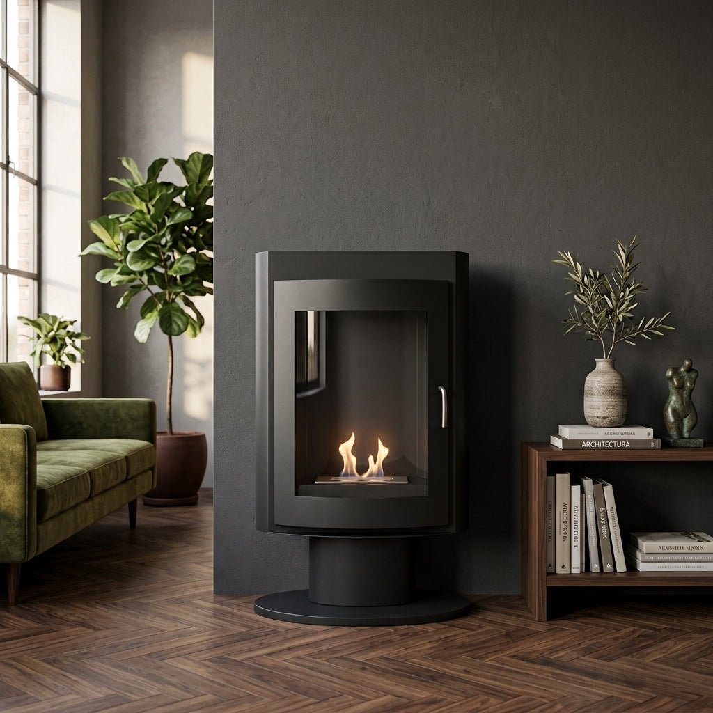 ScandiFlames Trenton Freestanding Bioethanol Fireplace in 98H x 60W x 30D cm