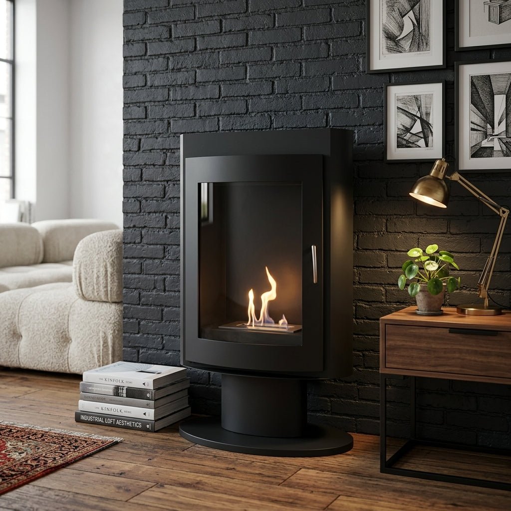 ScandiFlames Trenton Freestanding Bioethanol Fireplace in 98H x 60W x 30D cm