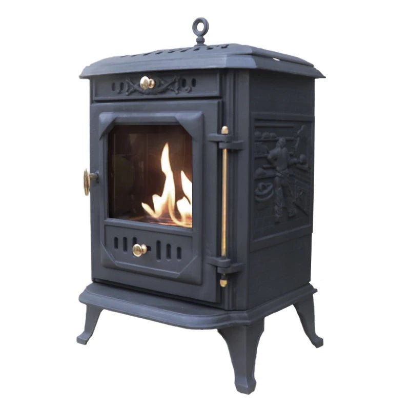 ScandiFlames Ulvik Cast Iron Freestanding Bioethanol Fireplace in 69.7H x 43.8W x 38.7D cm