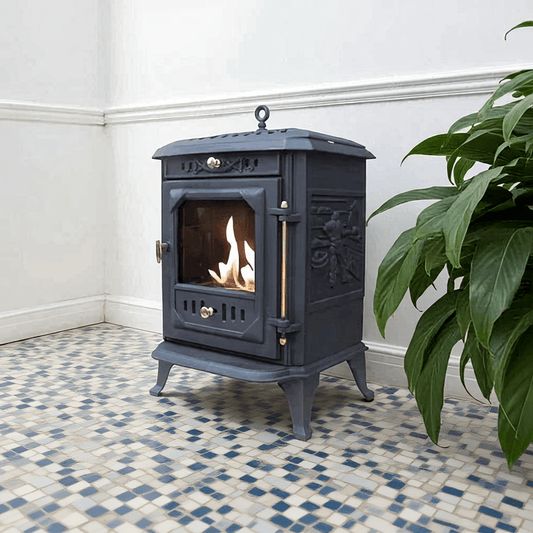 ScandiFlames Ulvik Cast Iron Freestanding Bioethanol Fireplace in 69.7H x 43.8W x 38.7D cm