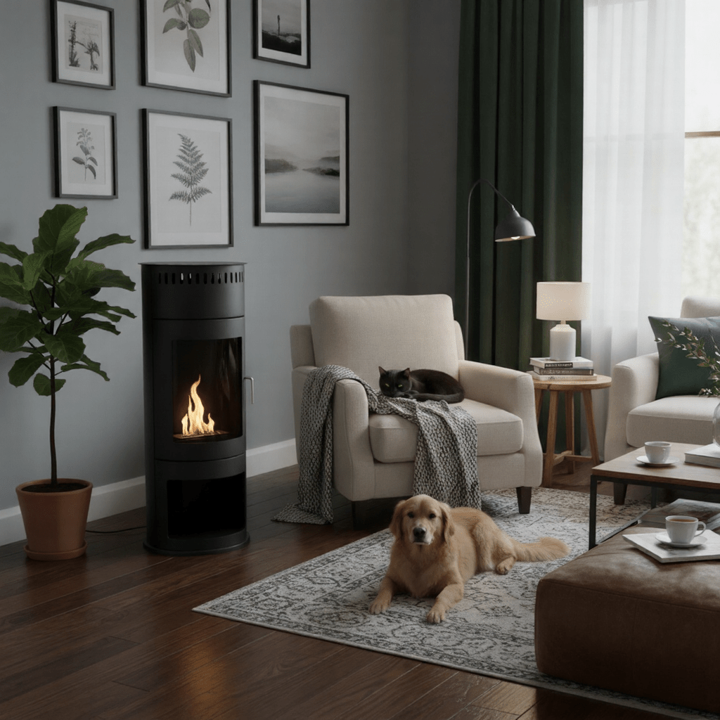 ScandiFlames Washington Freestanding Bioethanol Fireplace in Black
