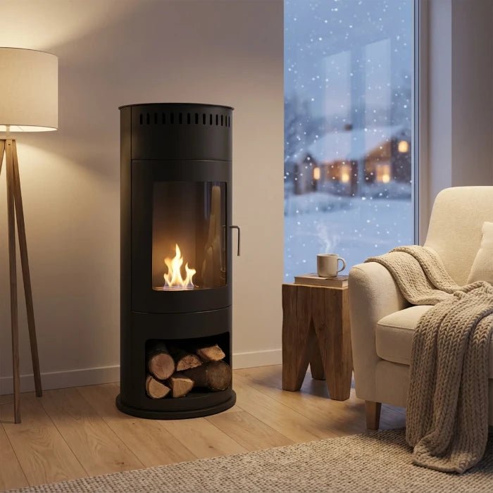 ScandiFlames Washington Freestanding Bioethanol Fireplace in Black