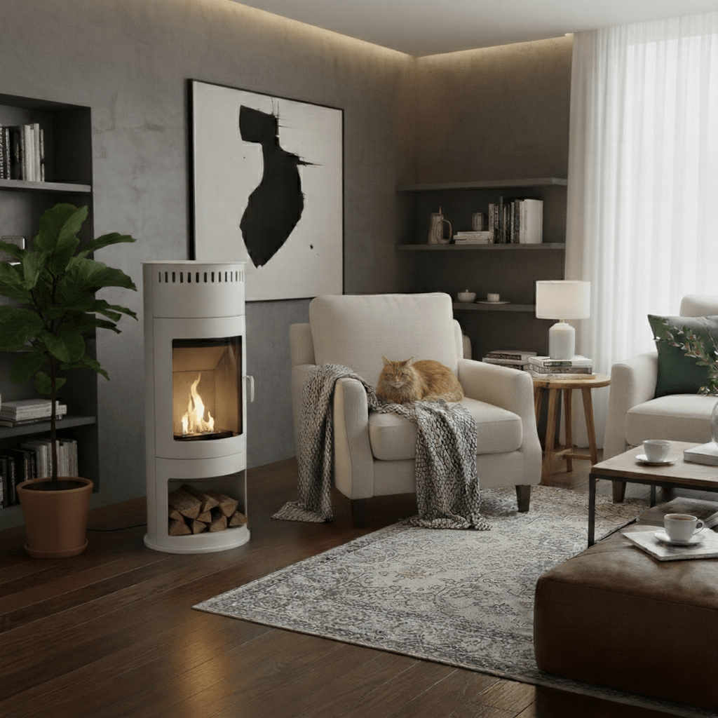 ScandiFlames Washington Freestanding Bioethanol Fireplace in Black