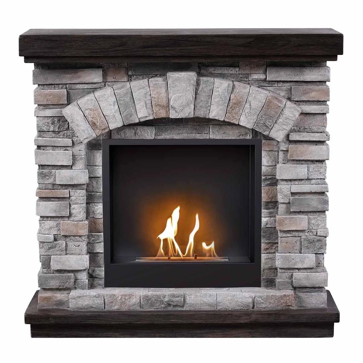 Scandiflames Ask Freestanding Fireplace Surround with Bioethanol Burner - bioethanol fireplace - Ice Cold Spice | Textured Brick Grey
