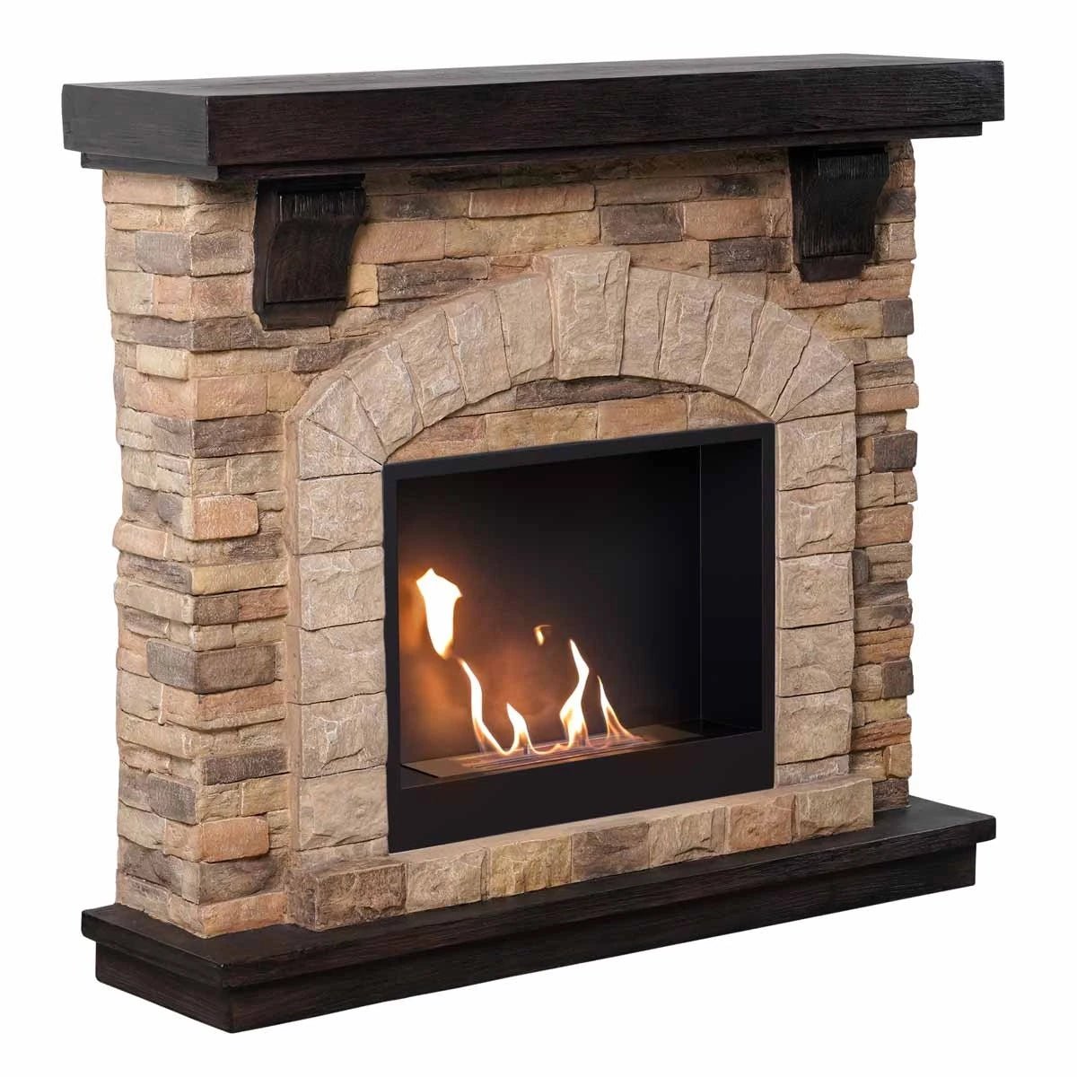 Scandiflames Eira Freestanding Fireplace Surround with Bioethanol Burner - bioethanol fireplace - Ice Cold Spice | Sand