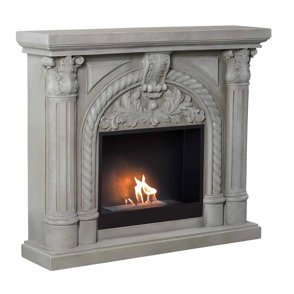 Scandiflames Embla Freestanding Fireplace Surround with Bioethanol Burner - bioethanol fireplace - Ice Cold Spice | Dark Grey/White