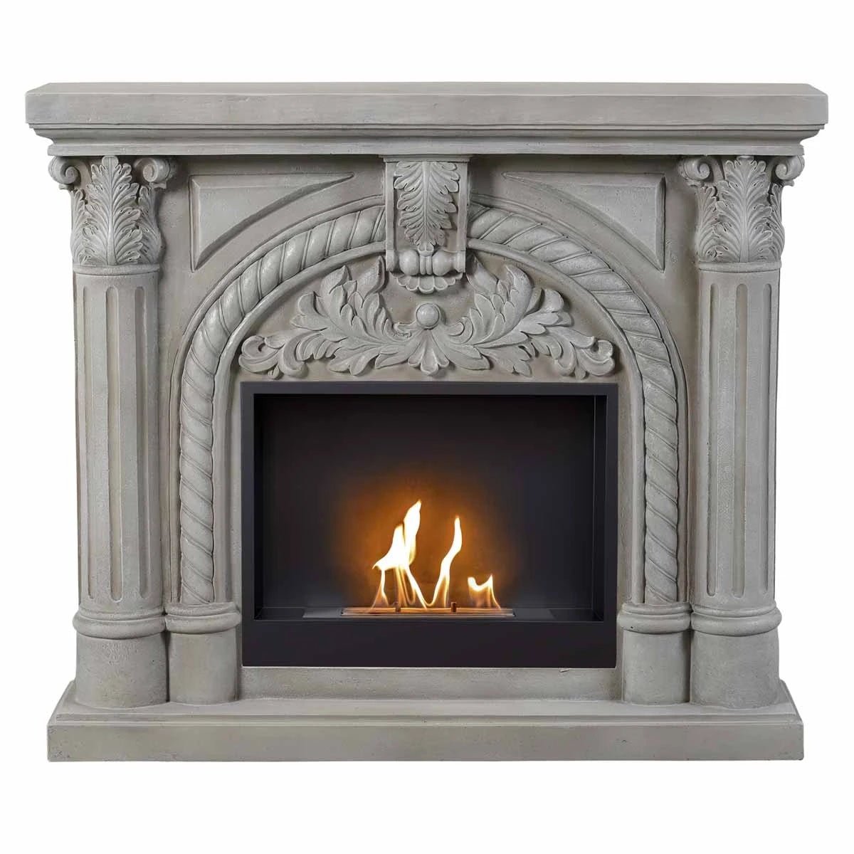 Scandiflames Embla Freestanding Fireplace Surround with Bioethanol Burner - bioethanol fireplace - Ice Cold Spice | Dark Grey/White