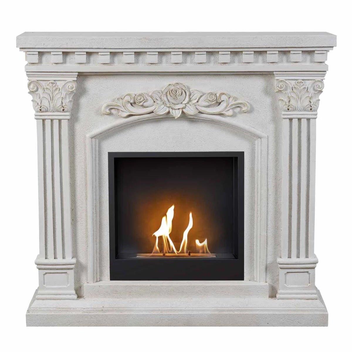 Scandiflames Freyr Freestanding Fireplace Surround with Bioethanol Burner - bioethanol fireplace - Ice Cold Spice | Grey/White
