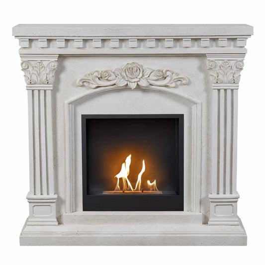Scandiflames Freyr Freestanding Fireplace Surround with Bioethanol Burner - bioethanol fireplace - Ice Cold Spice | Grey/White