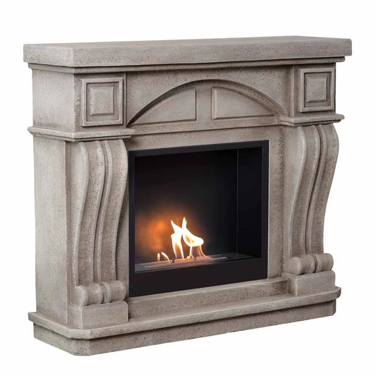 Scandiflames Logi Freestanding Fireplace Surround with Bioethanol Burner - bioethanol fireplace - Ice Cold Spice | Grey/White