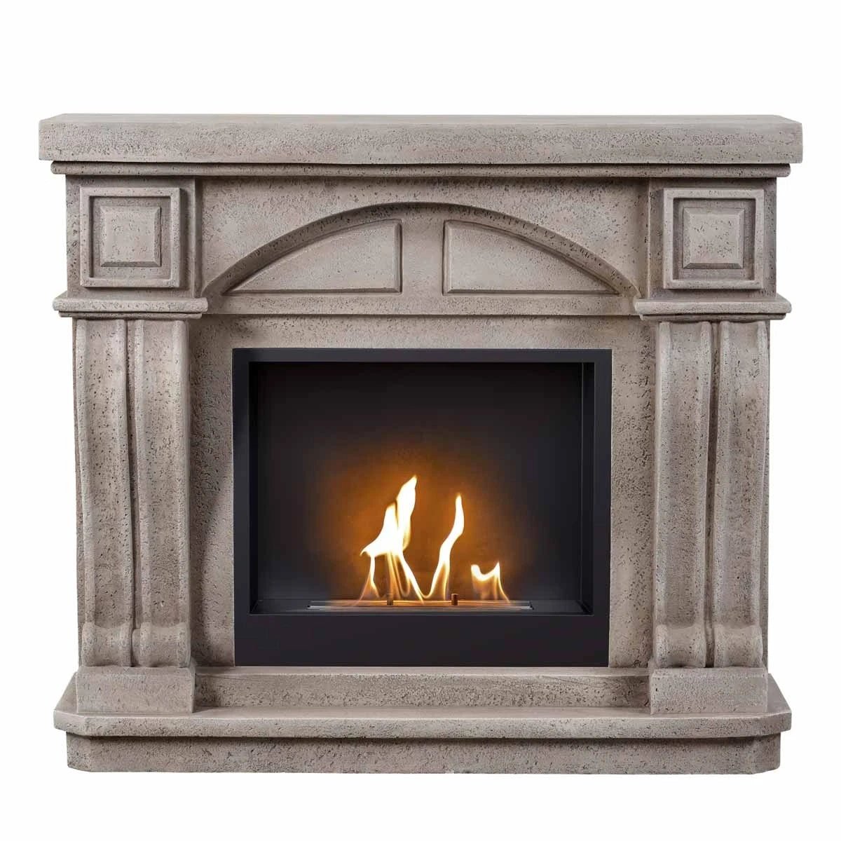 Scandiflames Logi Freestanding Fireplace Surround with Bioethanol Burner - bioethanol fireplace - Ice Cold Spice | Grey/White