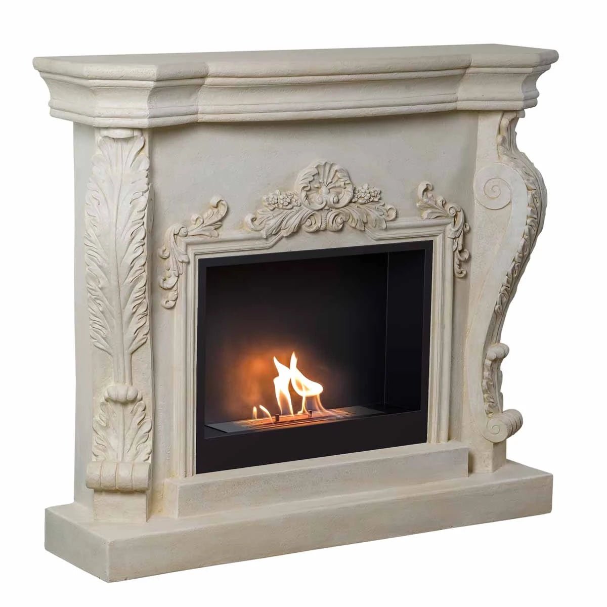 Scandiflames Ymir Freestanding Fireplace Surround with Bioethanol Burner - bioethanol fireplace - Ice Cold Spice | Grey/White