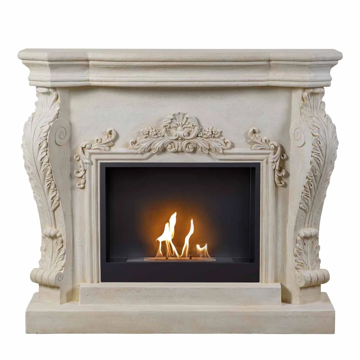 Scandiflames Ymir Freestanding Fireplace Surround with Bioethanol Burner - bioethanol fireplace - Ice Cold Spice | Grey/White