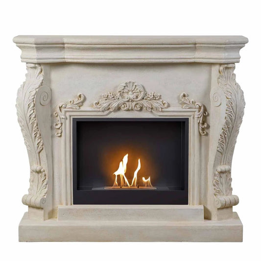 Scandiflames Ymir Freestanding Fireplace Surround with Bioethanol Burner - bioethanol fireplace - Ice Cold Spice | Grey/White
