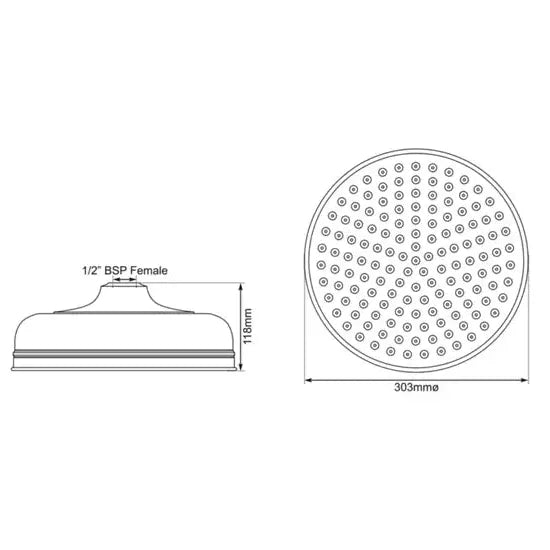 Hurlingham Shower Rose - Ice Cold Spice | 12" Nickel