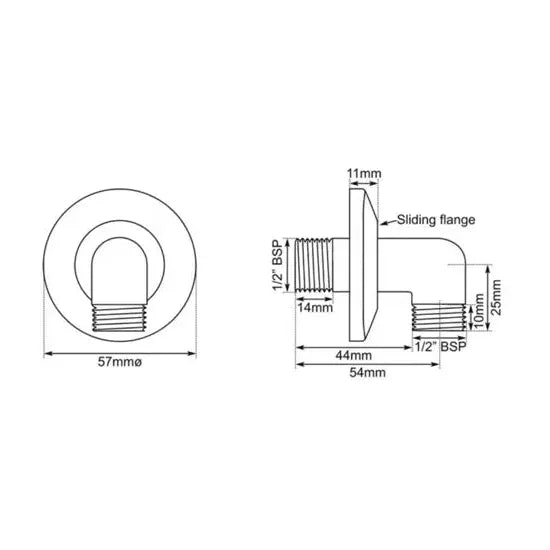 Hurlingham Shower Wall Elbow - Ice Cold Spice | Nickel D54 x W57