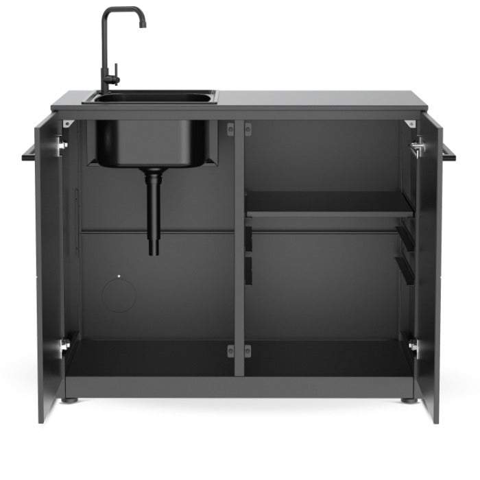 Cozze® Elements Outdoor Kitchen 110 with Sink and Worktop - pizza oven - Ice Cold Spice | Black