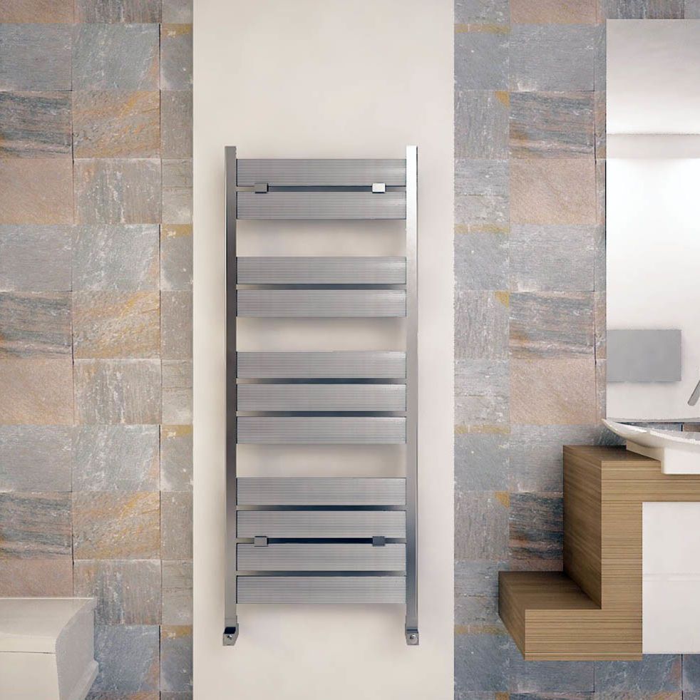 Carisa Soho Silver Panelled Towel Radiator in Polished Satin