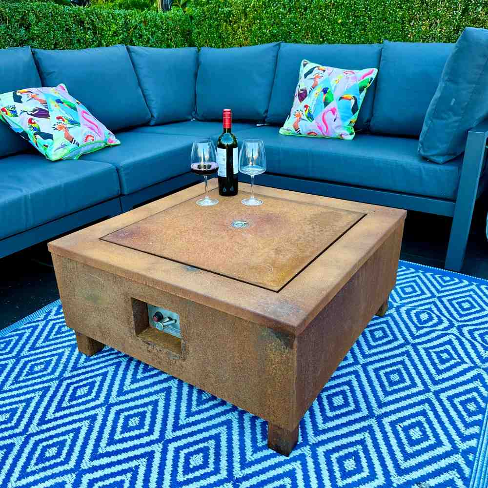 Spartan Corten Steel Garden Fire Table 800H x 800W in Corten Steel