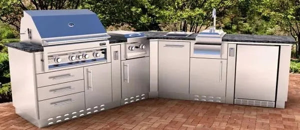 Sunstone Outdoor Kitchens Cabinet with Trash Drawer in Light Brushed Stainless Steel